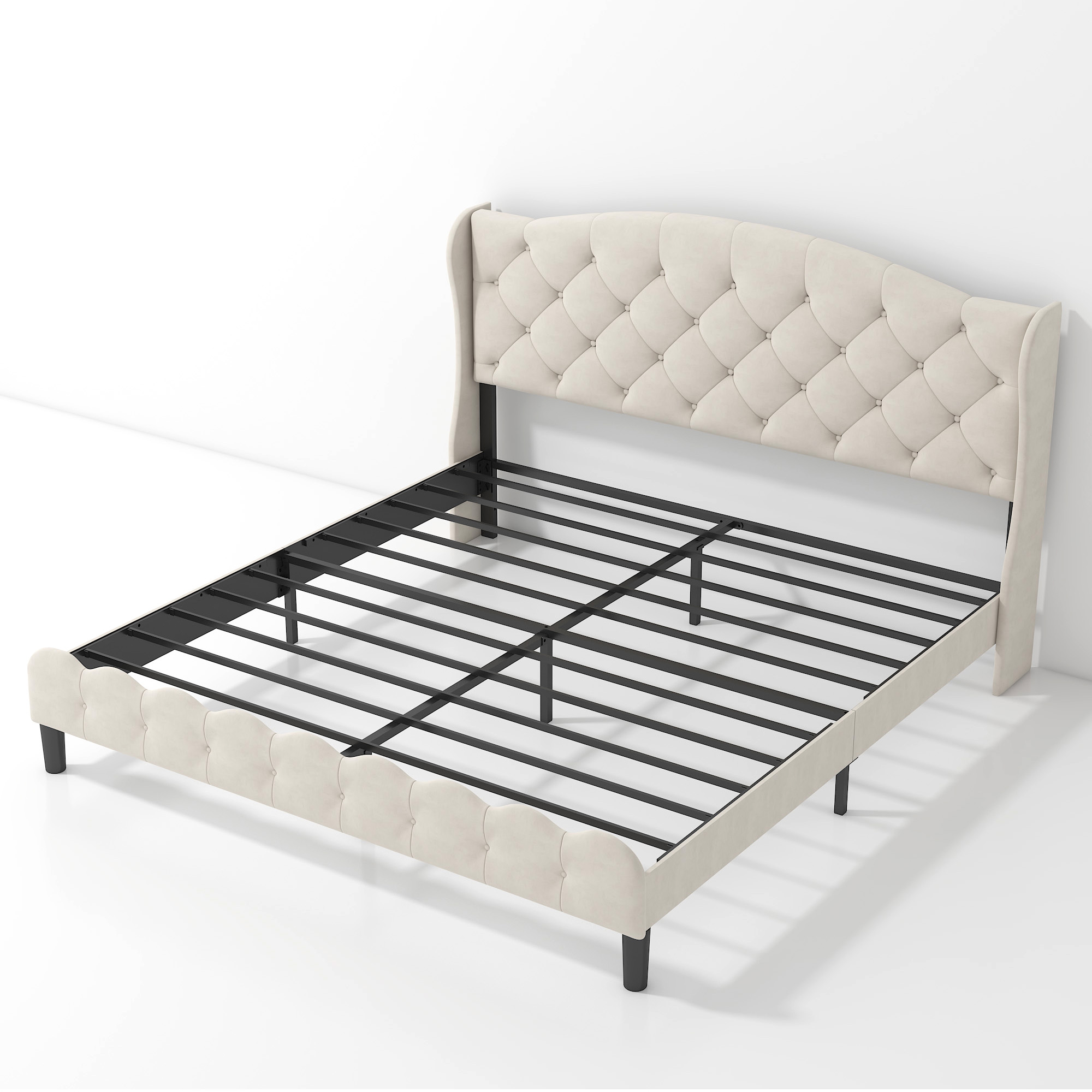 King Upholstered Platform Bed Frame