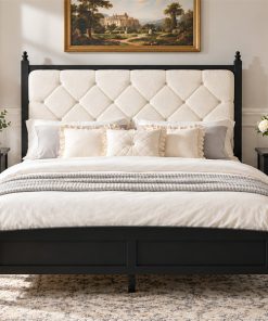 Queen Size Upholstered Platform Bed Frame