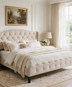 King Upholstered Platform Bed Frame