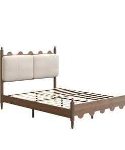 Queen Size Bed Frame with Upholstered Headboard - Image 7