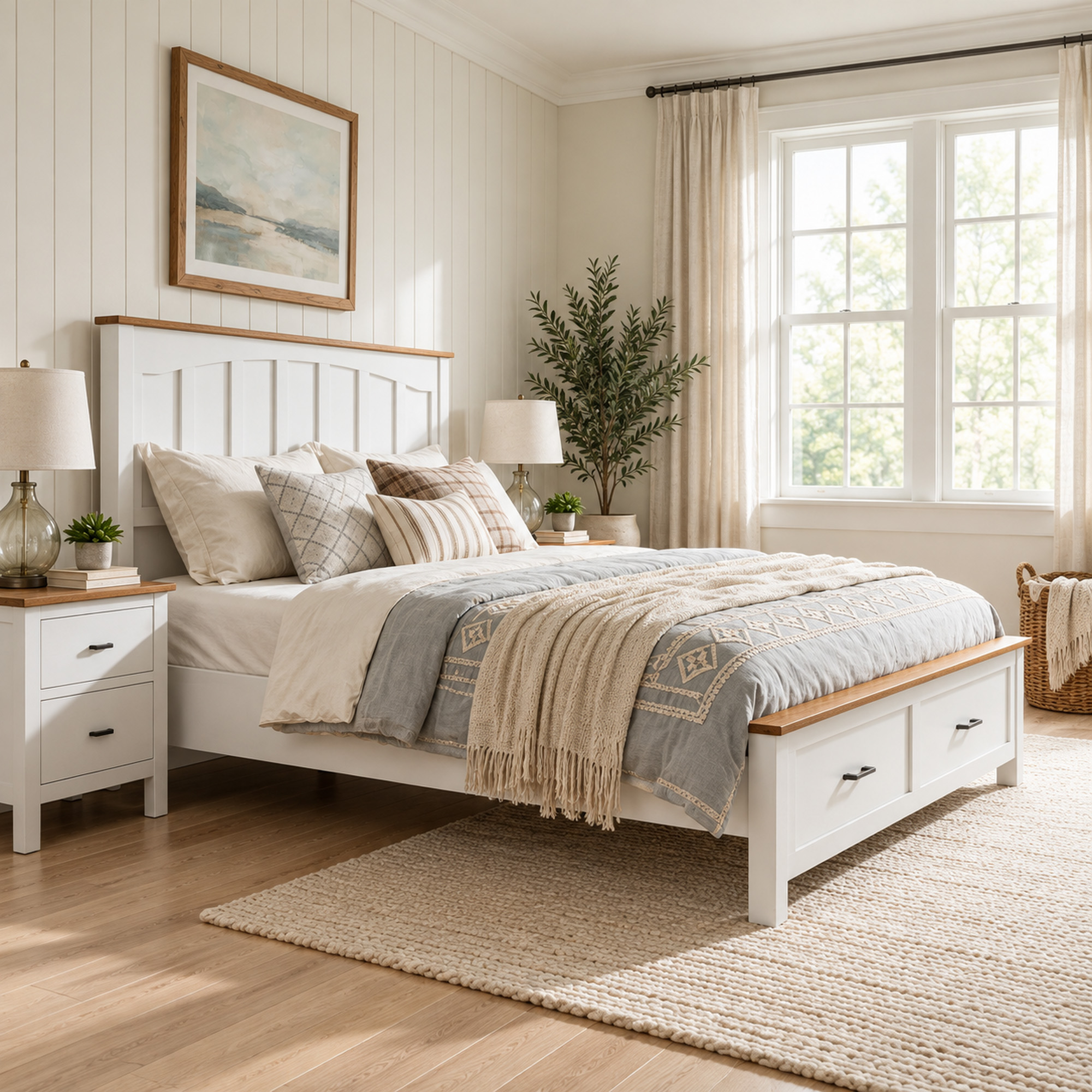 Queen Size Farmhouse Metal Bed Frame