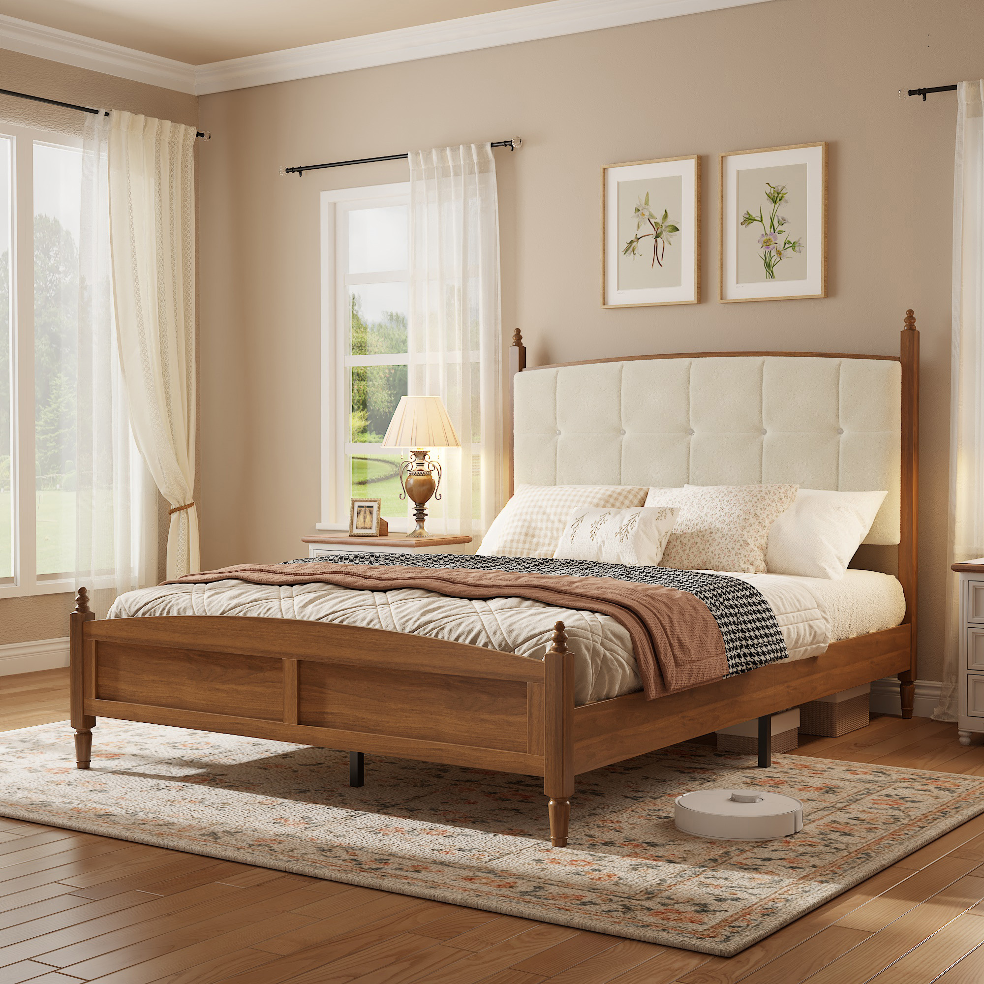 Vintage Spindle-Style Queen Size Bed Frame