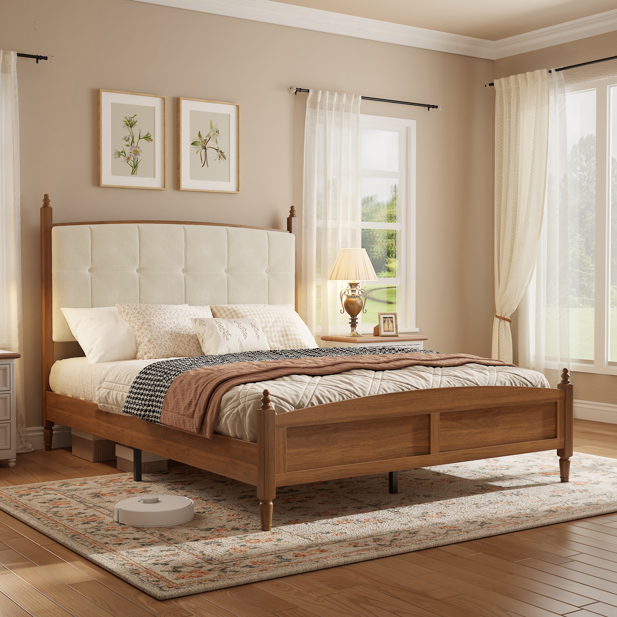 Vintage Spindle-Style Queen Size Bed Frame