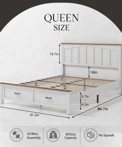 Queen Size Farmhouse Metal Bed Frame