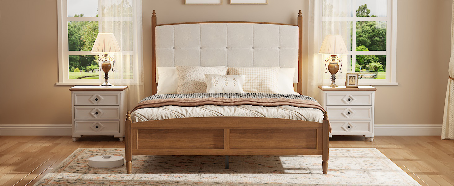 Vintage Spindle-Style Queen Size Bed Frame