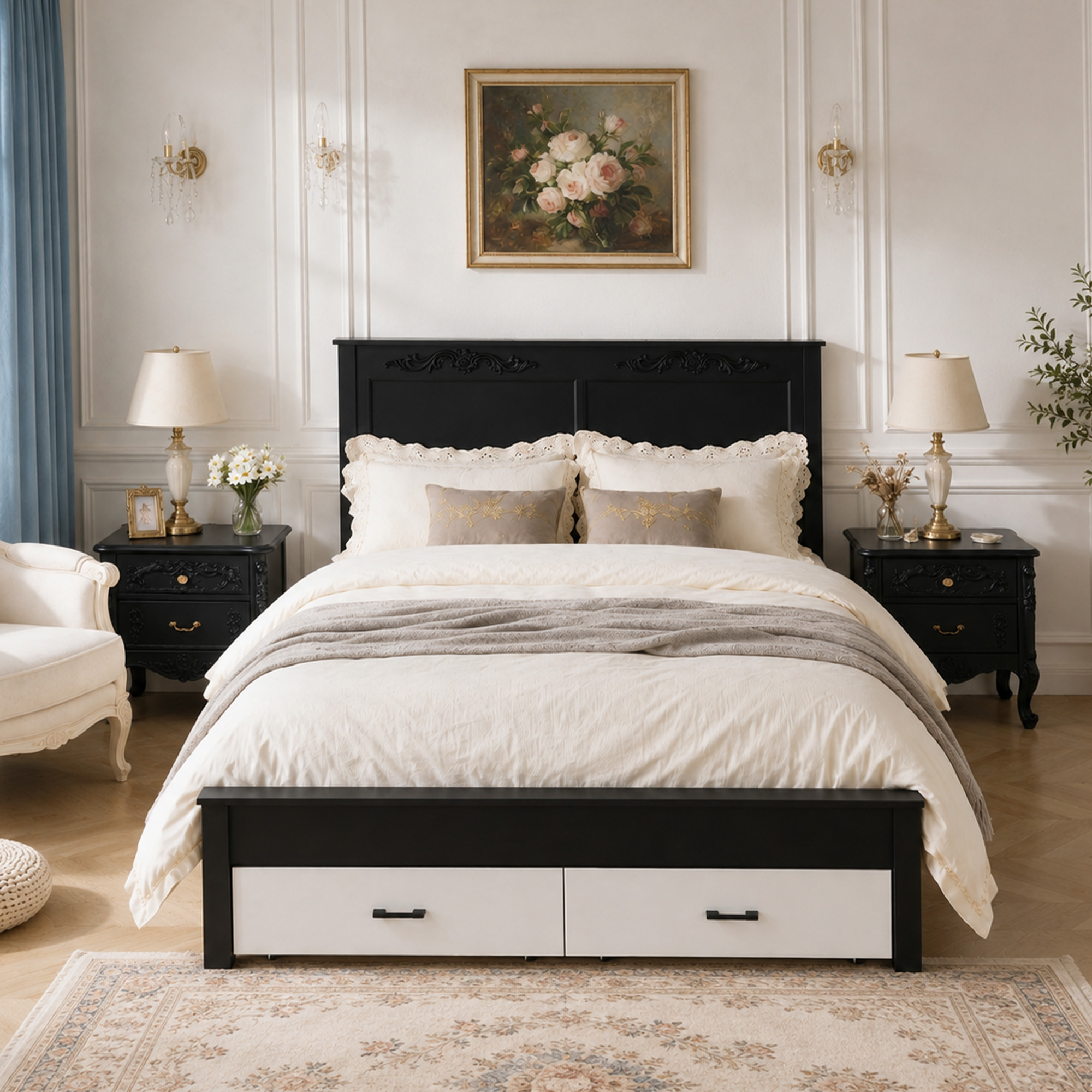 Rustic Farmhouse-style Queen Size Bed