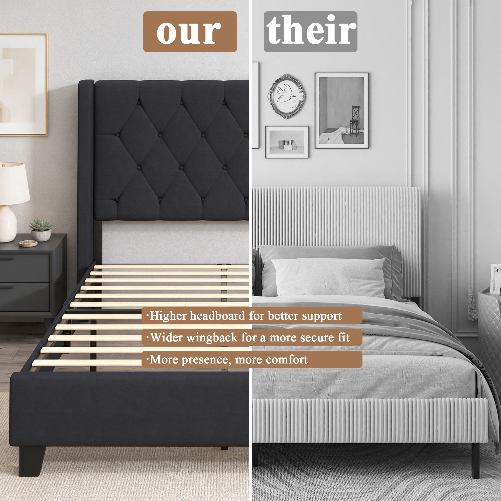 Modern Queen Size Platform Bed Frame