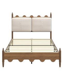 Queen Size Bed Frame with Upholstered Headboard - Image 9