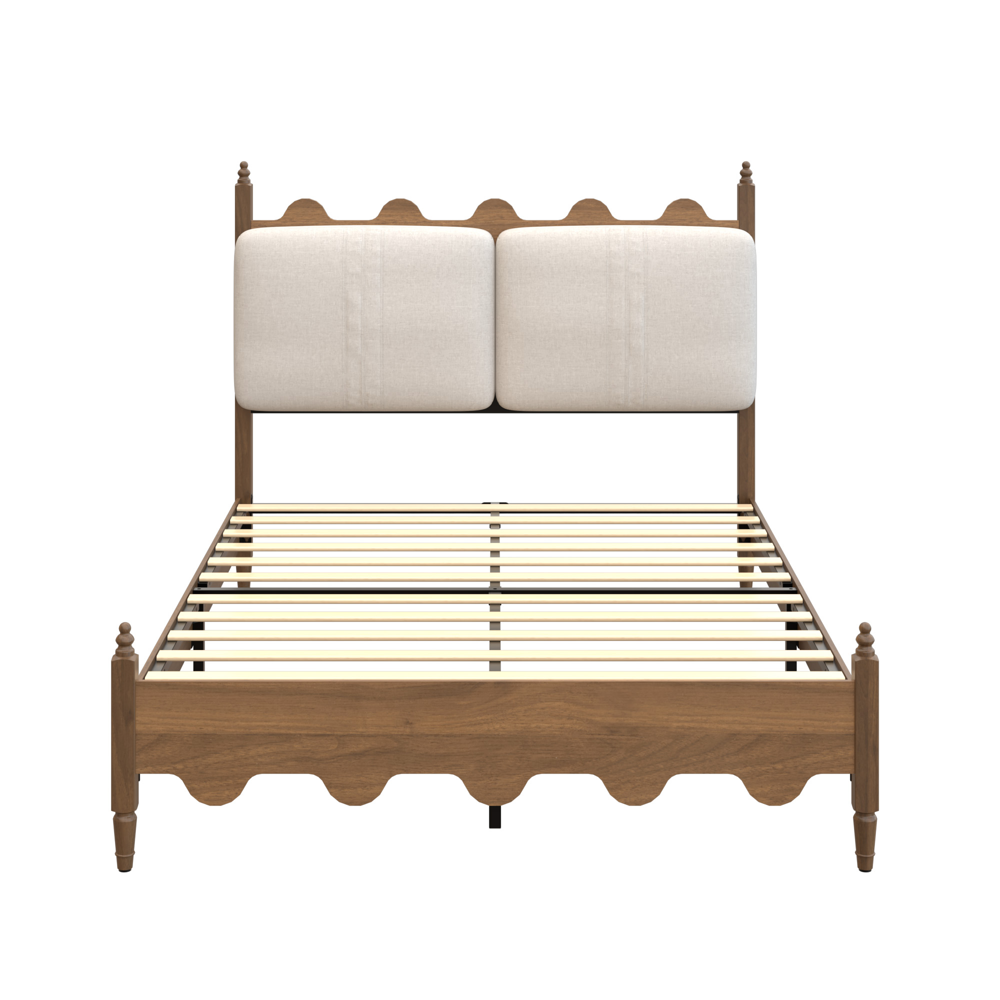 Queen Size Bed Frame with Upholstered Headboard - Image 9