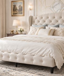 King Upholstered Platform Bed Frame