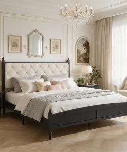 King Size Upholstered Platform Bed Frame