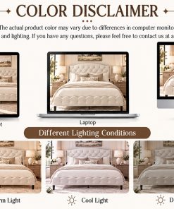 King Upholstered Platform Bed Frame