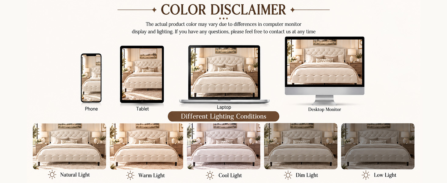 King Upholstered Platform Bed Frame