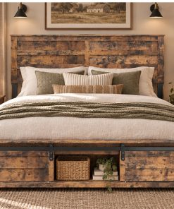 Queen Bed Frame with Upholstered Headboard