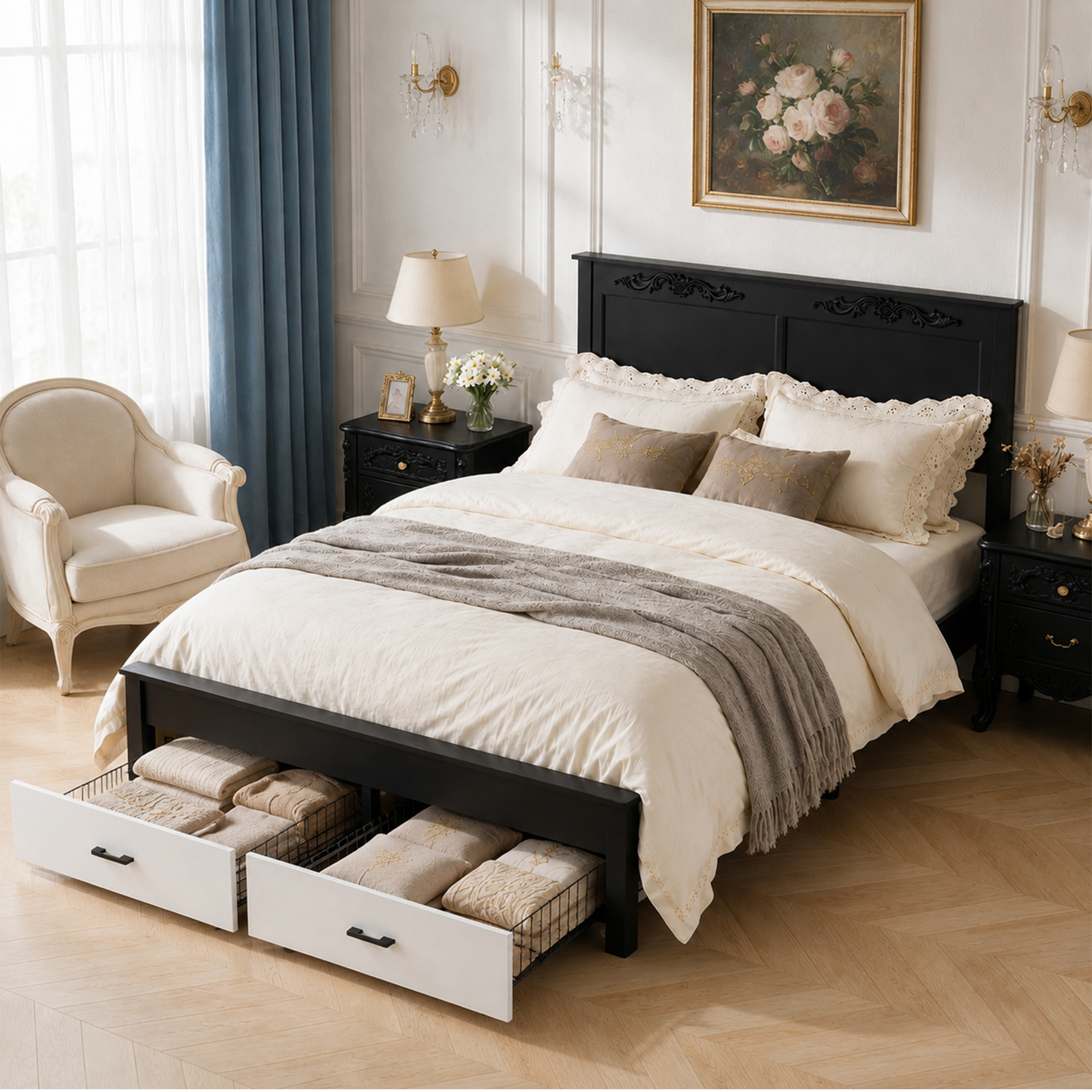 Rustic Farmhouse-style Queen Size Bed