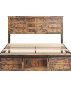 Queen Bed Frame with Upholstered Headboard
