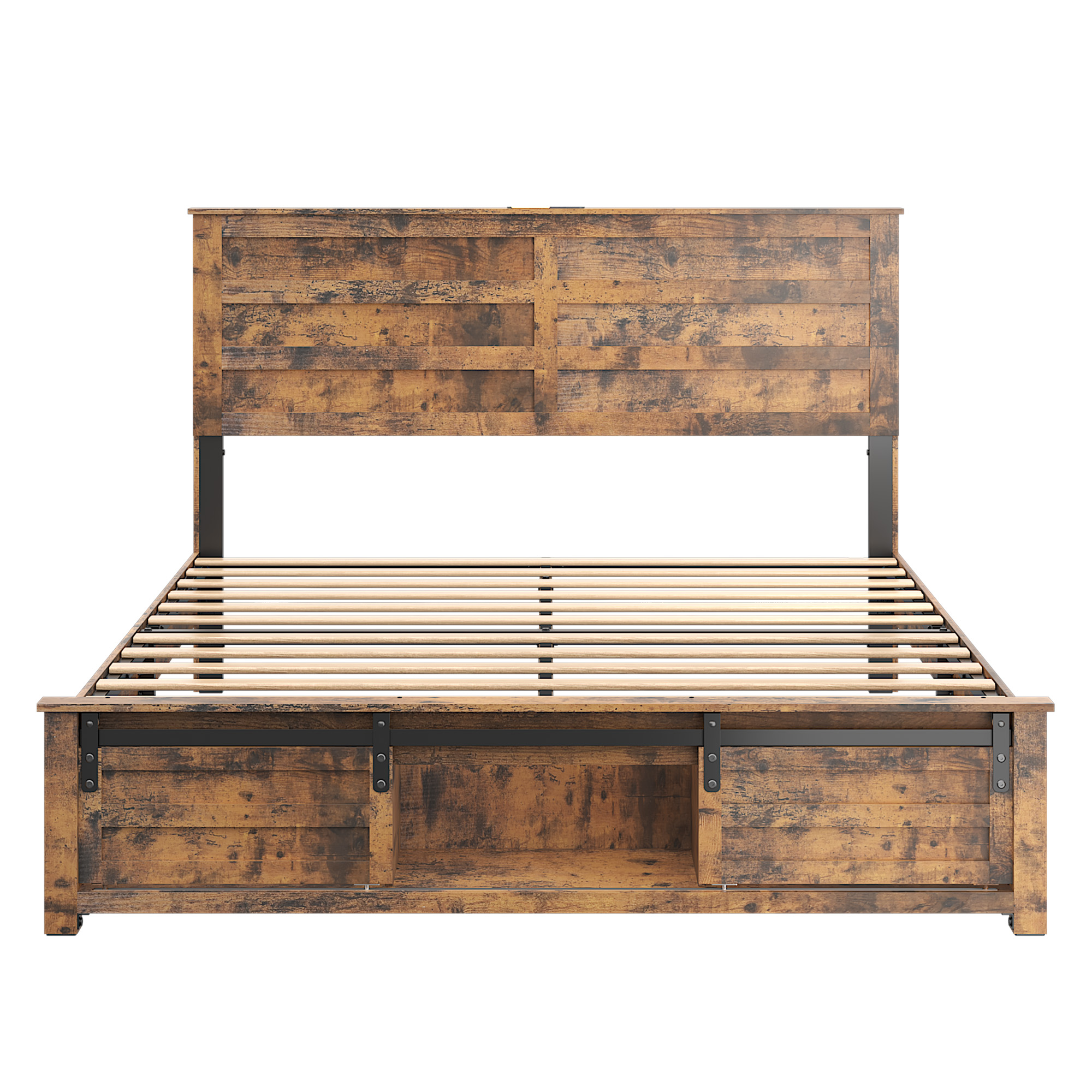 Queen Bed Frame with Upholstered Headboard