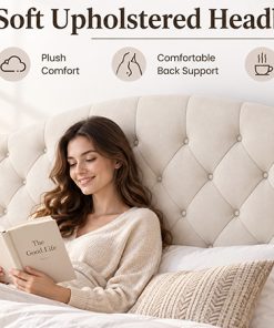 King Upholstered Platform Bed Frame