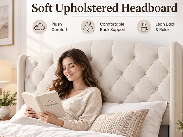King Upholstered Platform Bed Frame