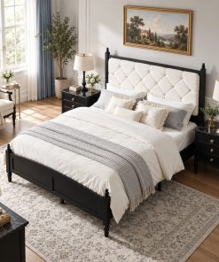 Queen Size Upholstered Platform Bed Frame