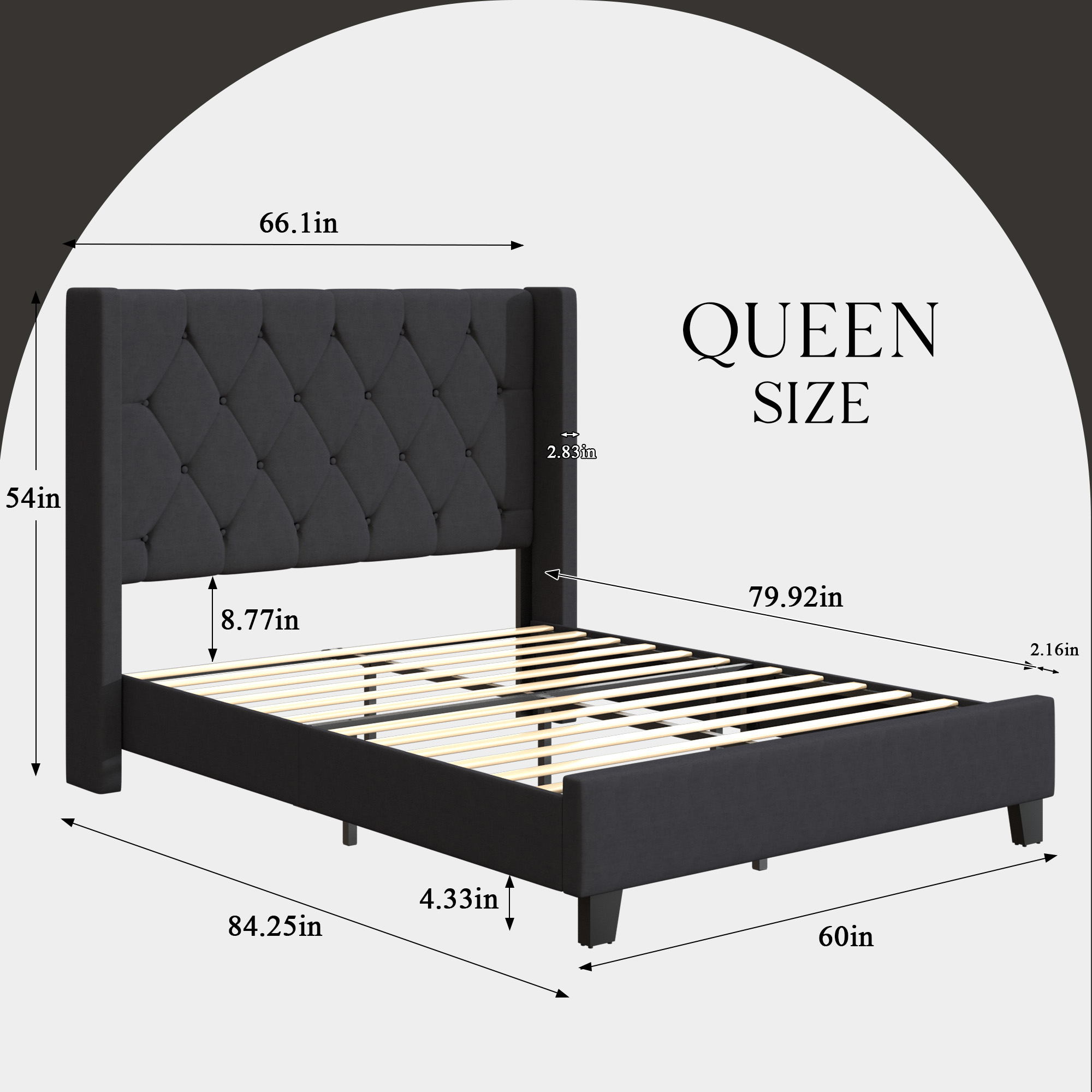 Modern Queen Size Platform Bed Frame