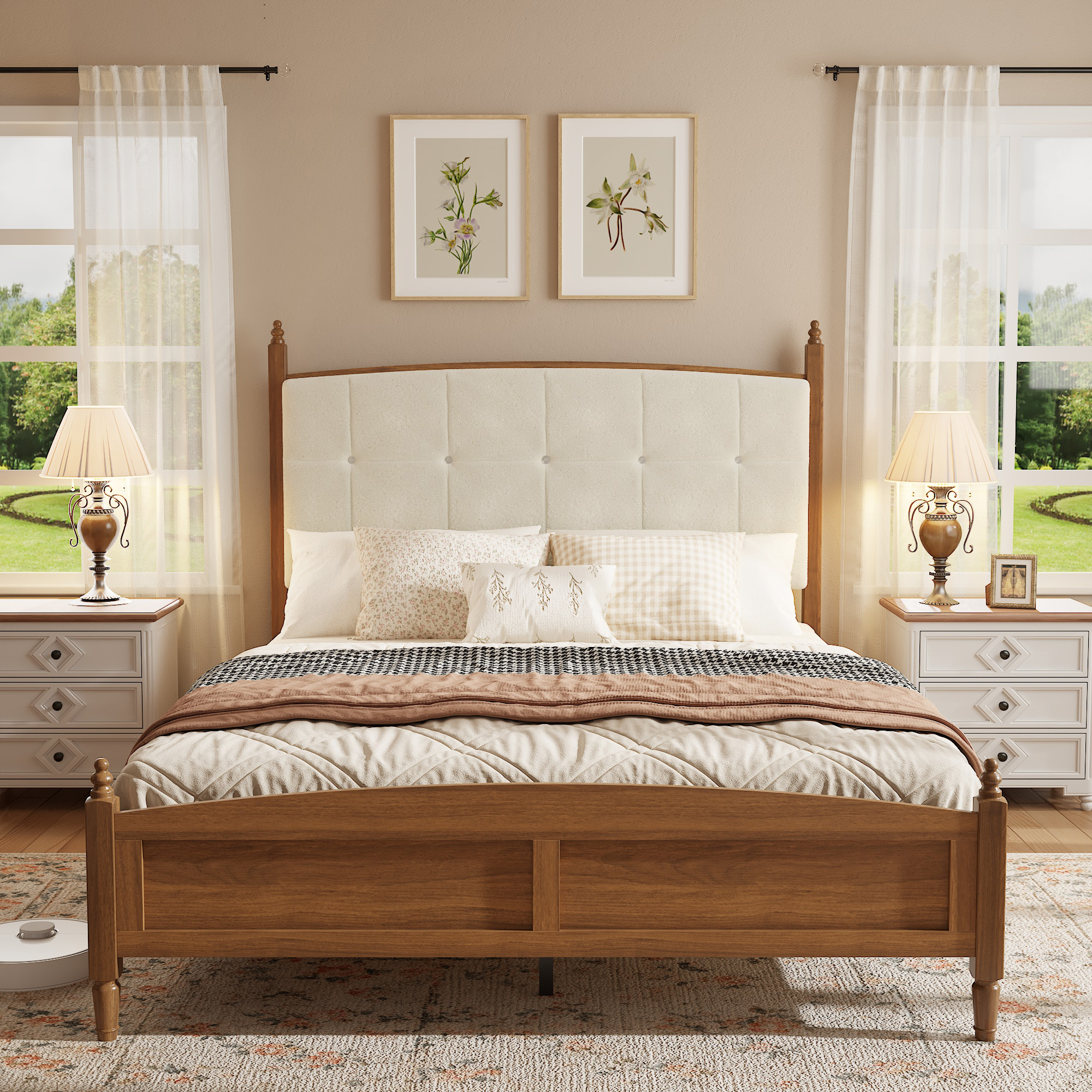 Vintage Spindle-Style Queen Size Bed Frame