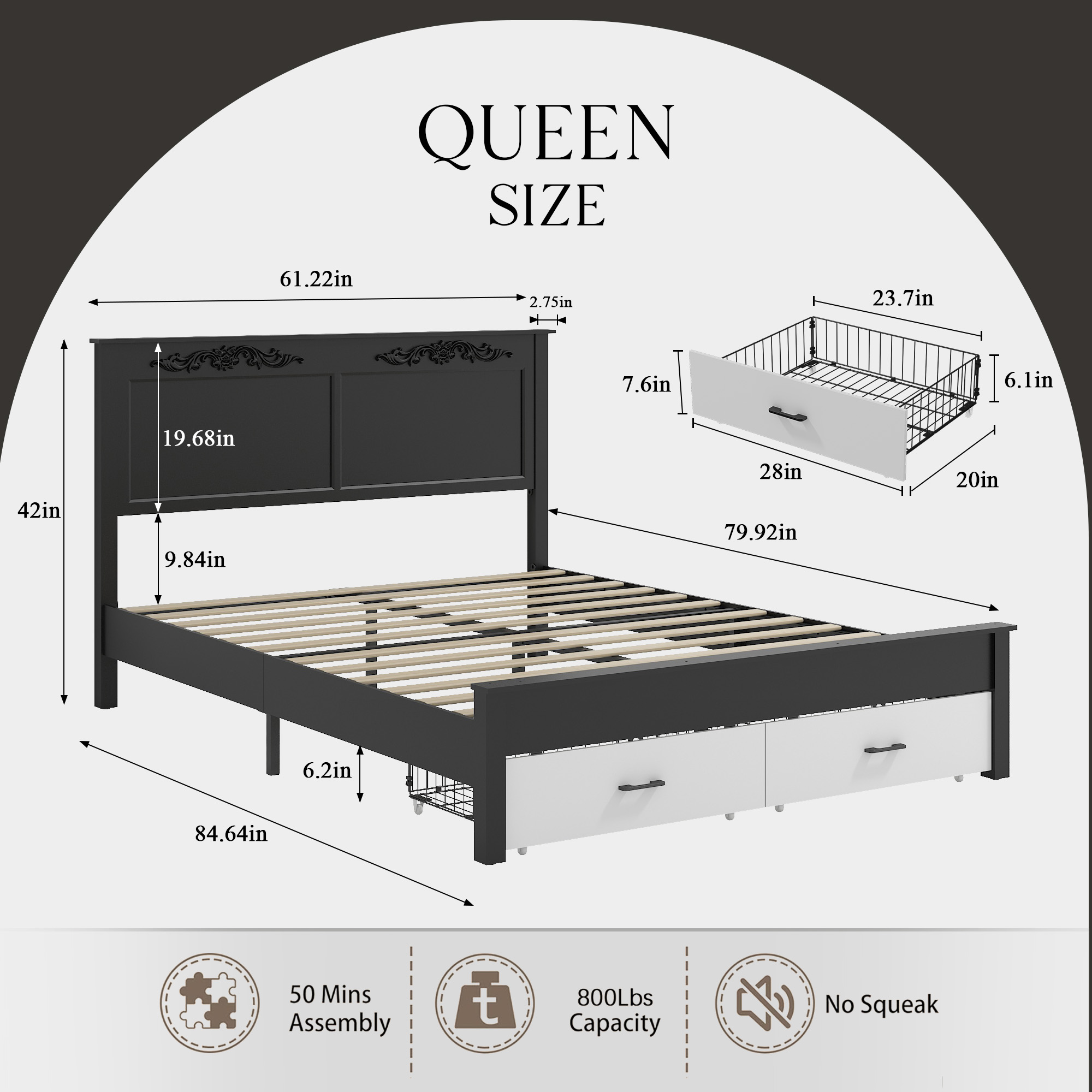 Rustic Farmhouse-style Queen Size Bed