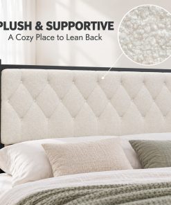 King Size Upholstered Platform Bed Frame