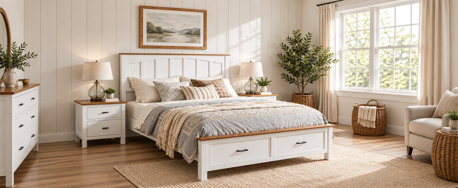 Queen Size Farmhouse Metal Bed Frame