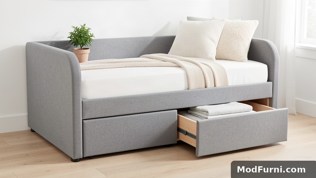 Twin daybed frame with storage drawers
