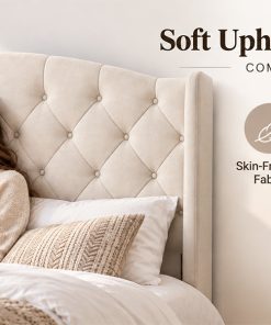 King Upholstered Platform Bed Frame