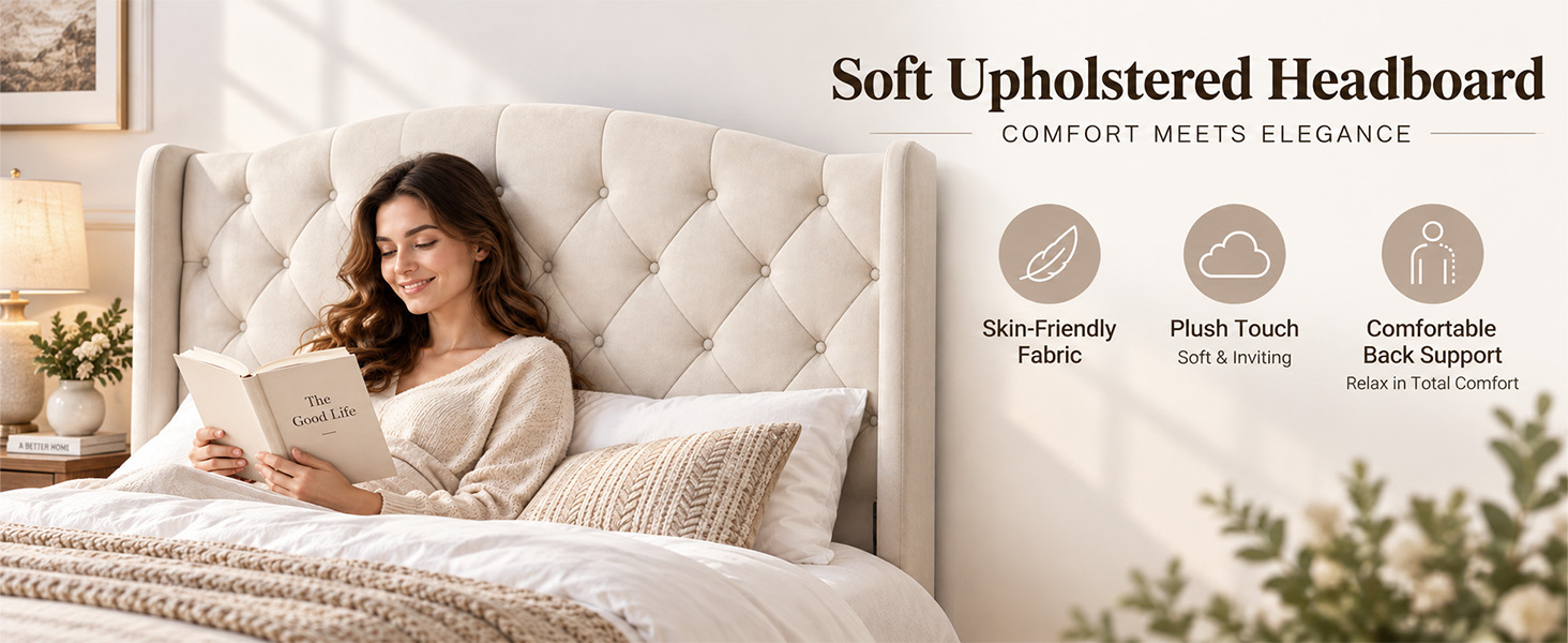 King Upholstered Platform Bed Frame