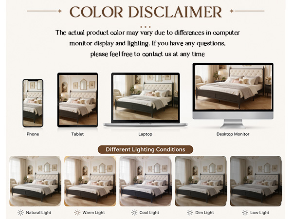 Queen Size Upholstered Platform Bed Frame