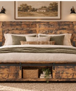 Queen Bed Frame with Upholstered Headboard
