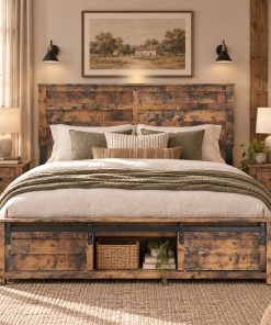 Queen Bed Frame with Upholstered Headboard