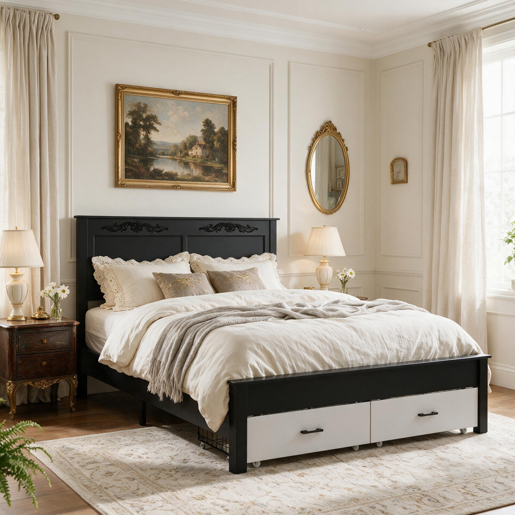 Rustic Farmhouse-style Queen Size Bed
