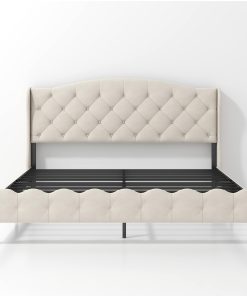 King Upholstered Platform Bed Frame