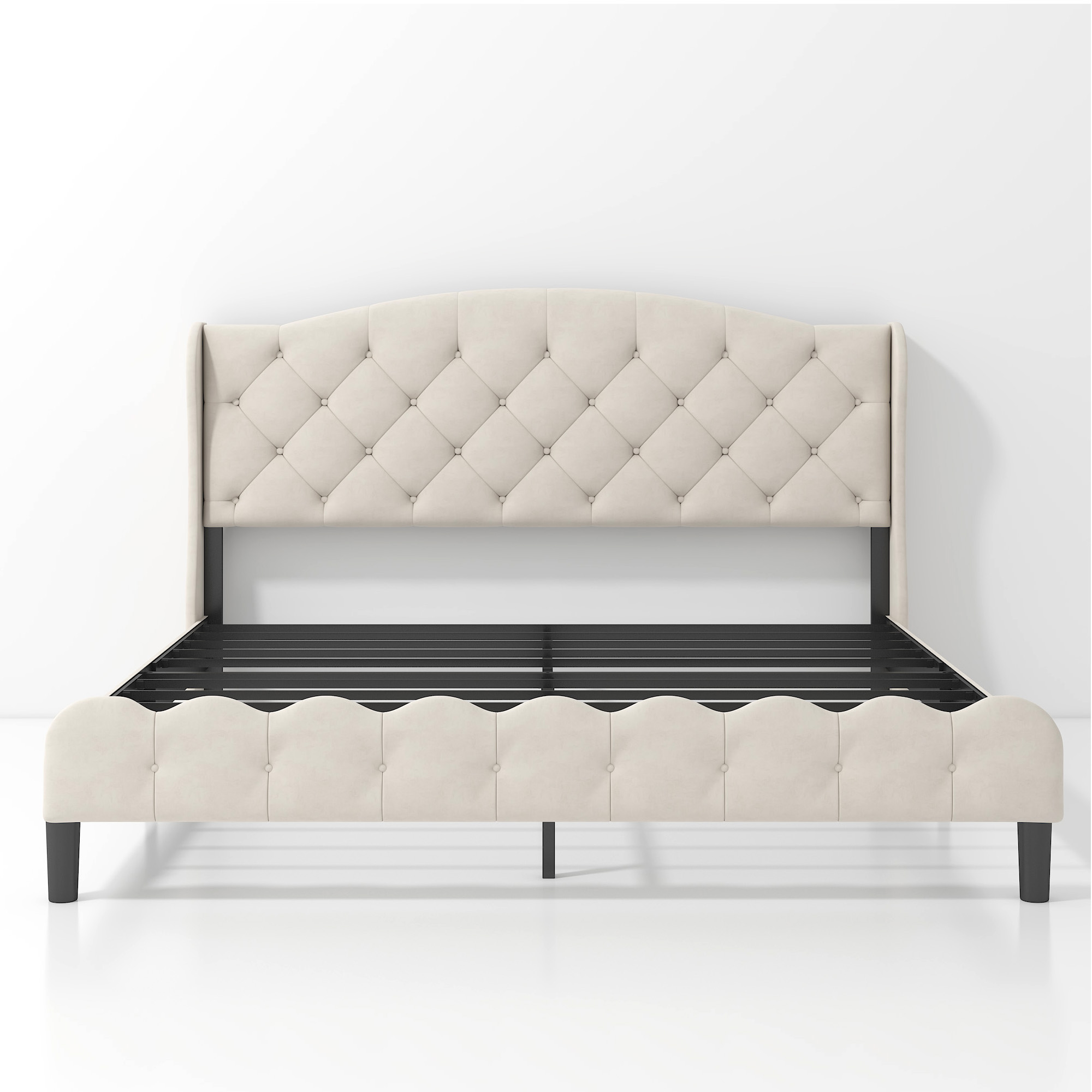 King Upholstered Platform Bed Frame