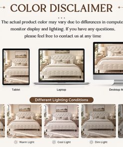 King Upholstered Platform Bed Frame