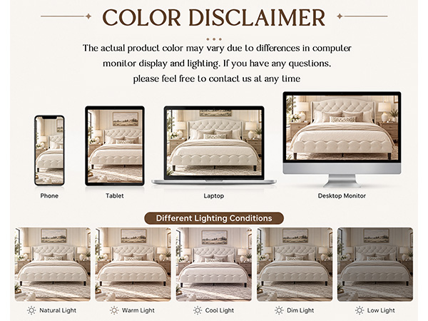 King Upholstered Platform Bed Frame