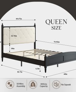 Queen Size Upholstered Platform Bed Frame