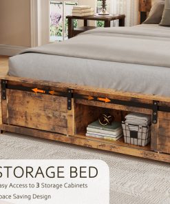 Queen Bed Frame with Upholstered Headboard