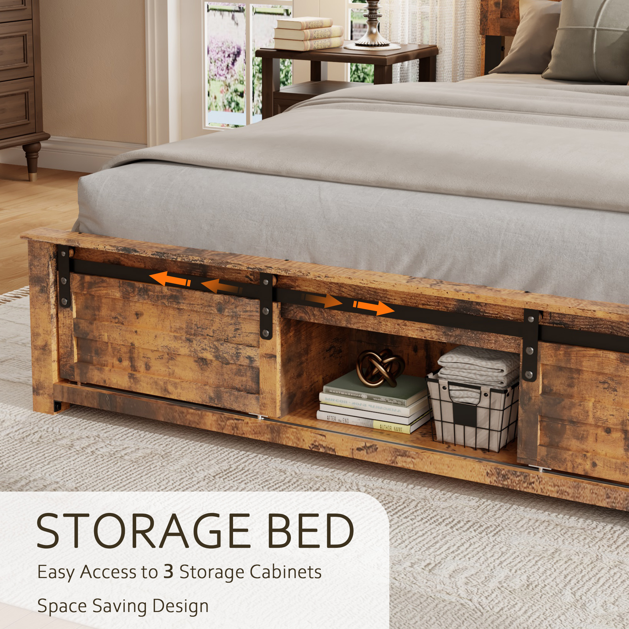 Queen Bed Frame with Upholstered Headboard