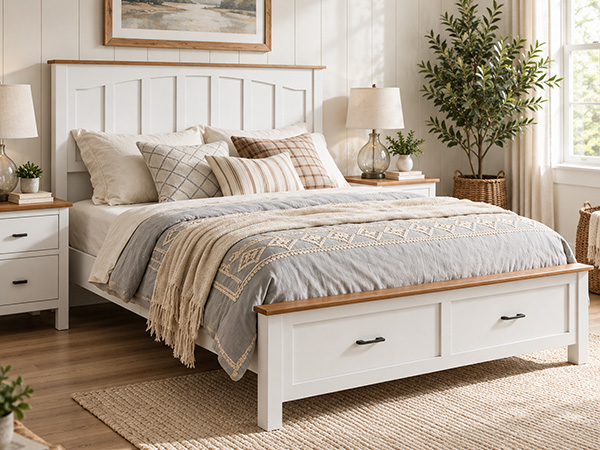 Queen Size Farmhouse Metal Bed Frame
