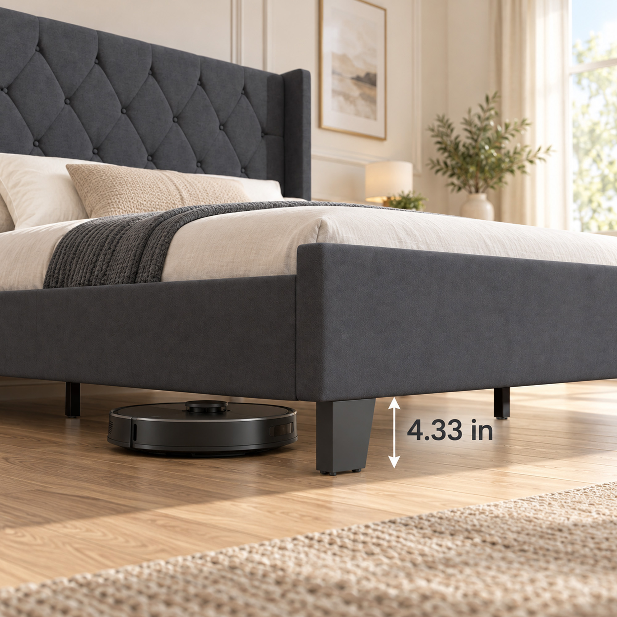 Modern Queen Size Platform Bed Frame