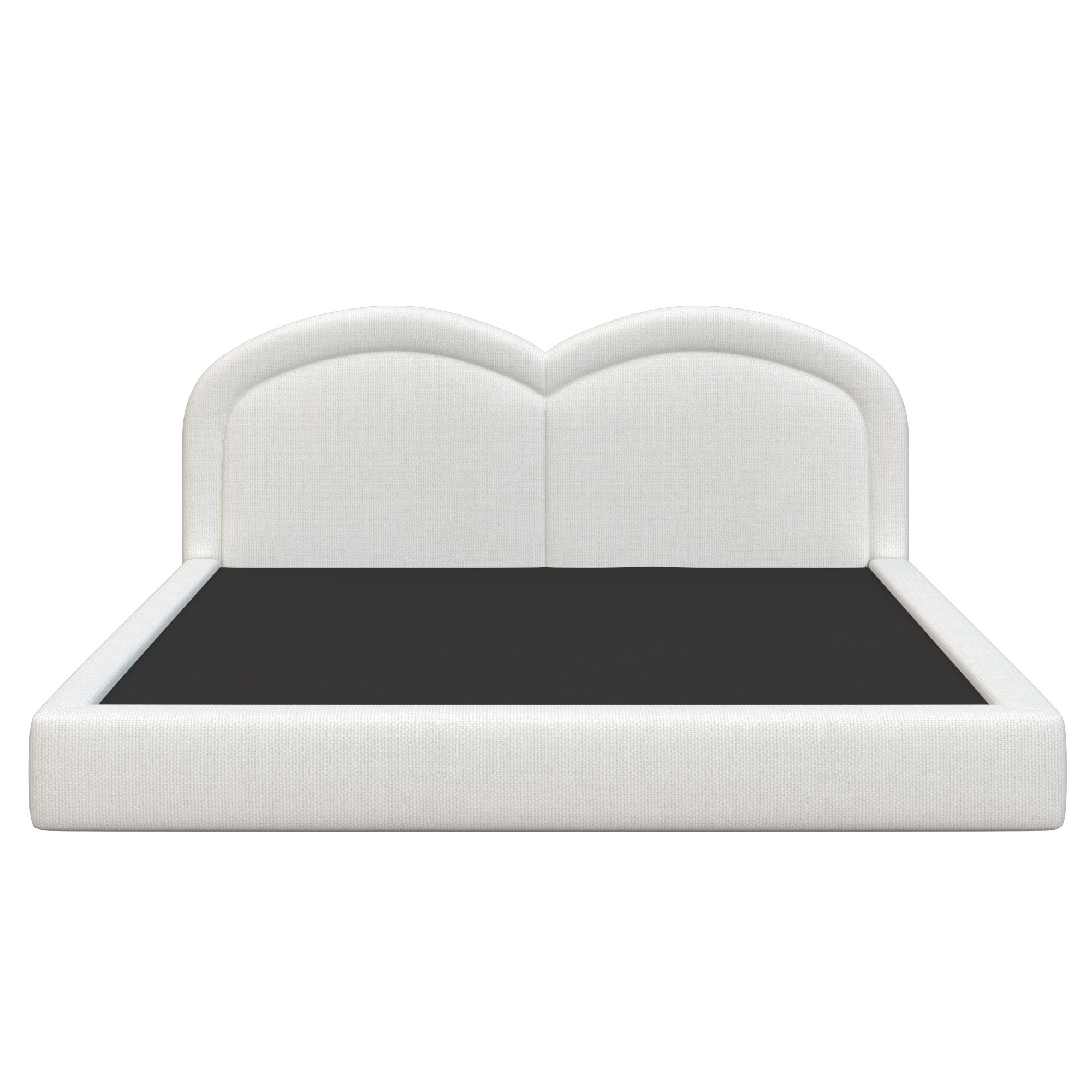 King Size Upholstered Platform Bed With Arched Headboard