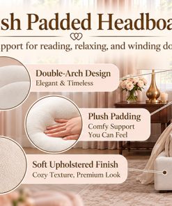 Queen Size Upholstered Platform Bed with Arched Headboard