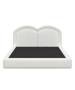 Queen Size Upholstered Platform Bed with Arched Headboard