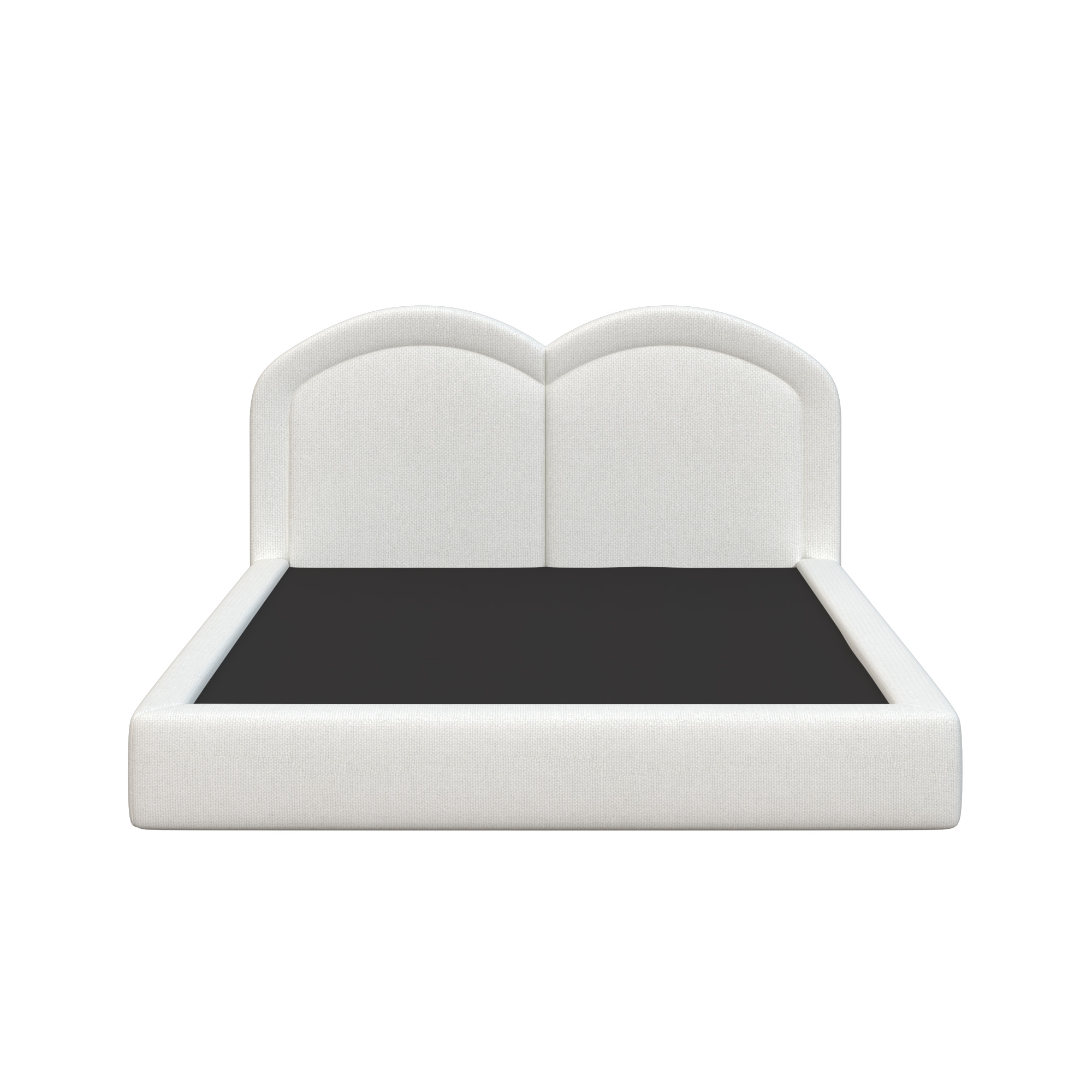 Queen Size Upholstered Platform Bed with Arched Headboard