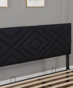 Full Size Boucle Bed Frame, Antique Black